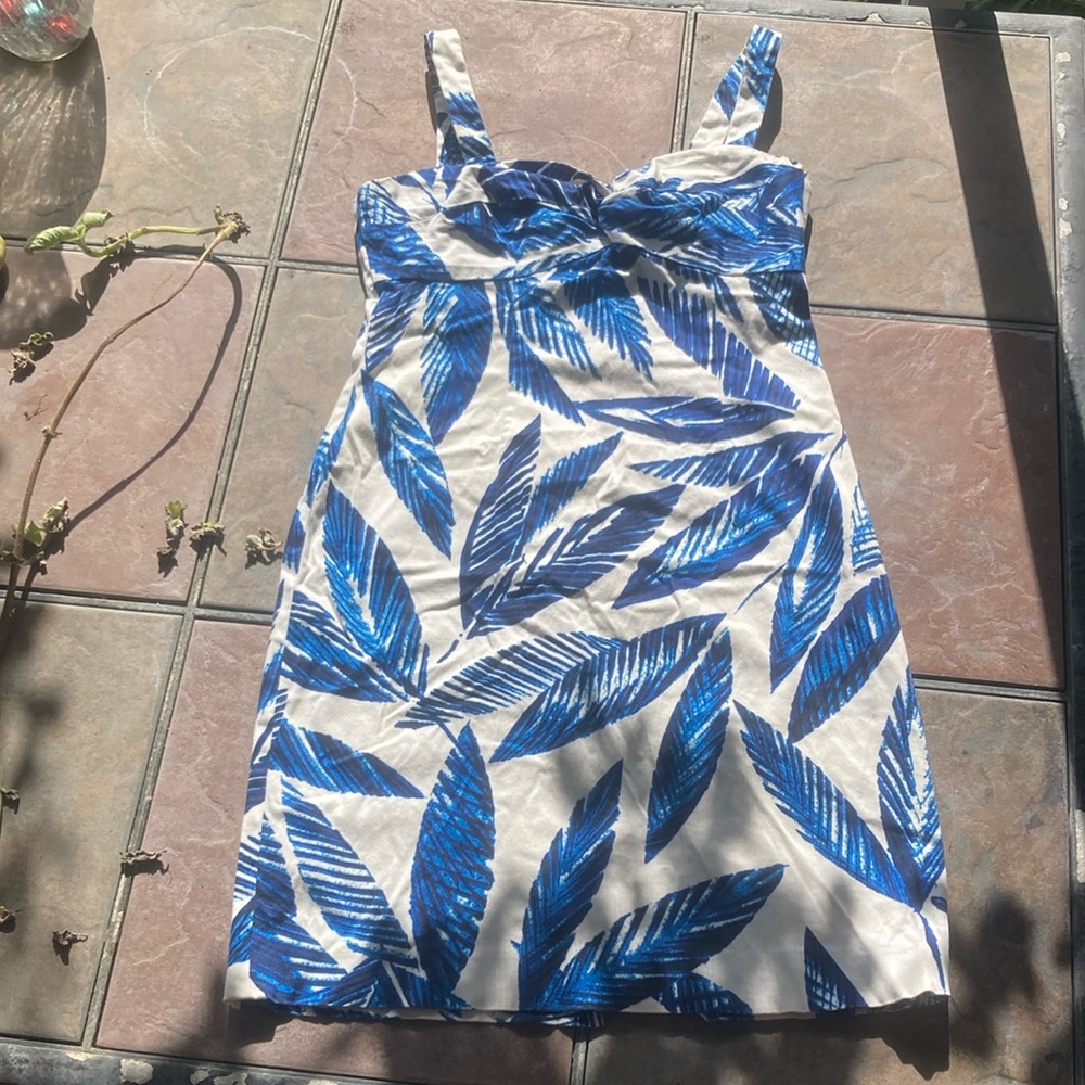 Jones New York Blue and White Sleeveless Mini Sundress
